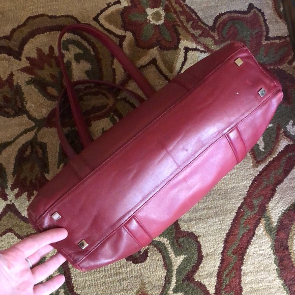 FRANKLIN COVEY Red Leather Briefcase Purse Executive Size Dual Strap TOTE Zipper - Picture 12 of 16